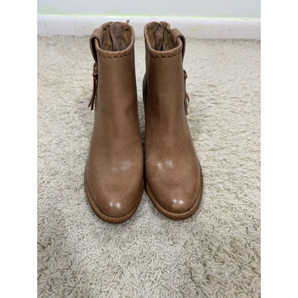 Jack Rogers Women's Greer Oak Tan Leather Block Heel Western Booties Size 7 M - Picture 3 of 12